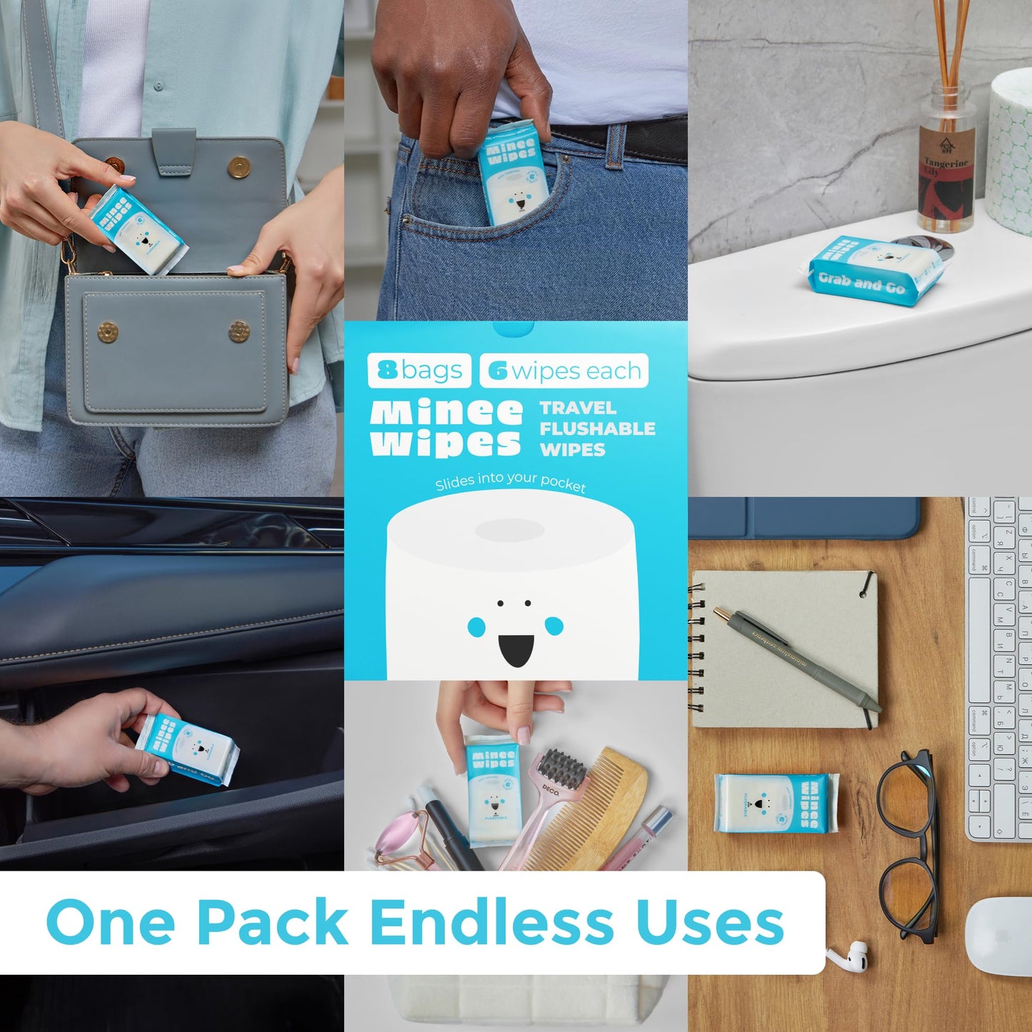 Impossibly Compact Travel Flushable Wipes - 99.5% Water and Aloe - Safe for Sensitive Skin, Hypoallergenic & Unscented - Travel Essentials for Adults, Kids & Baby Care