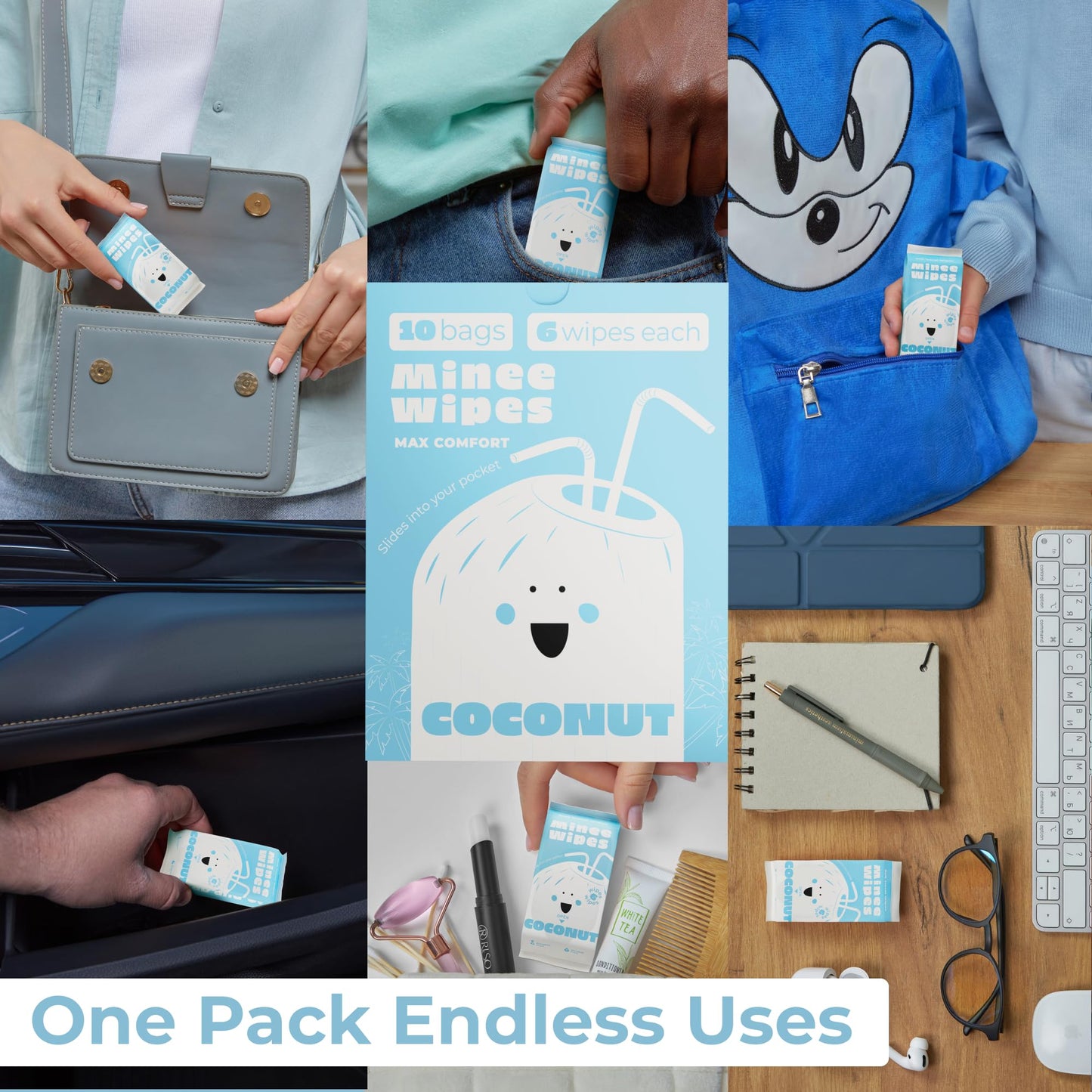 Impossibly Compact Travel Wipes with Fragrance - Skin-Friendly, Hypoallergenic & Scented Wet Wipes for Adults, Kids & Baby Care