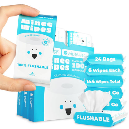 Impossibly Compact Travel Flushable Wipes - 99.5% Water and Aloe - Safe for Sensitive Skin, Hypoallergenic & Unscented - Travel Essentials for Adults, Kids & Baby Care
