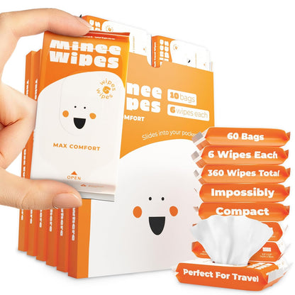 Impossibly Compact Travel Wipes - 99.5% Water - Safe for Sensitive Skin, Hypoallergenic & Unscented - Resealable, Thick & Durable - For Adults, Kids & Baby Care