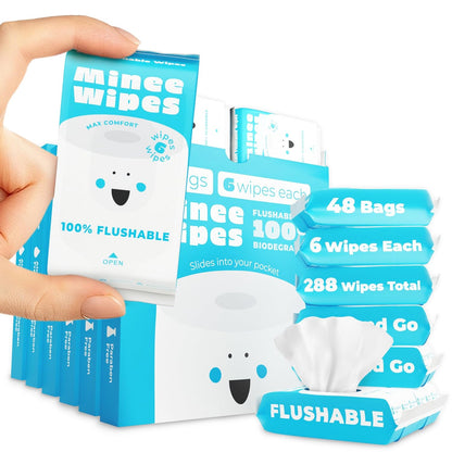 Impossibly Compact Travel Flushable Wipes - 99.5% Water and Aloe - Safe for Sensitive Skin, Hypoallergenic & Unscented - Travel Essentials for Adults, Kids & Baby Care